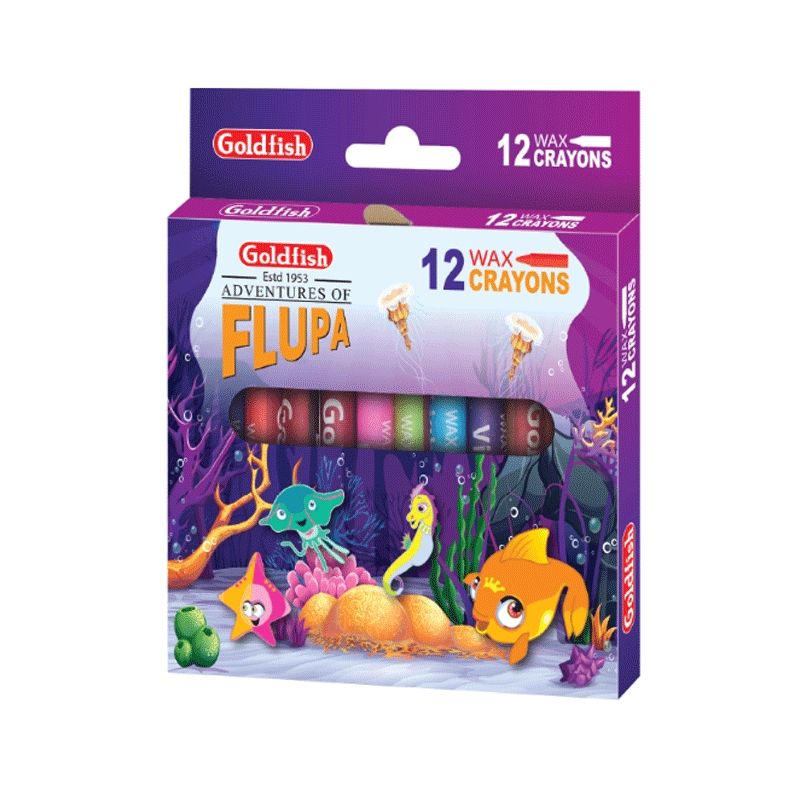 GOLDFISH FLUPA WAX CRAYONS 12`S 9MM